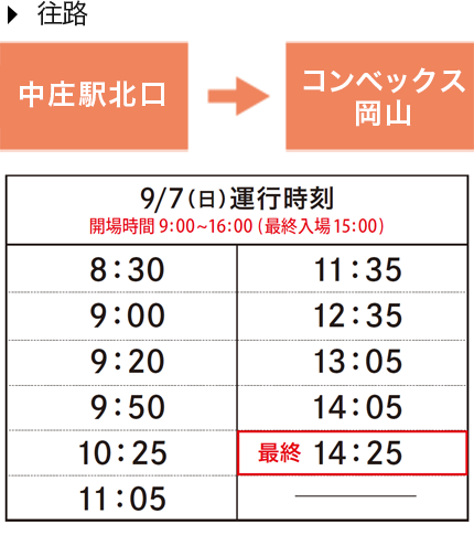 9月7日（日）〈中庄　発〉